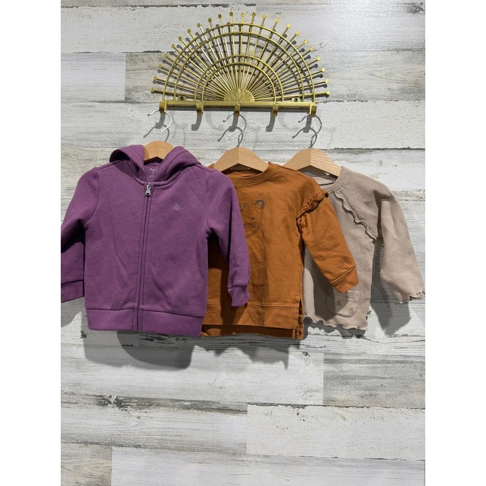Ralph Lauren Easy Peasy Just One You Girls 12M Purple Tan Long Sleeve Bundle